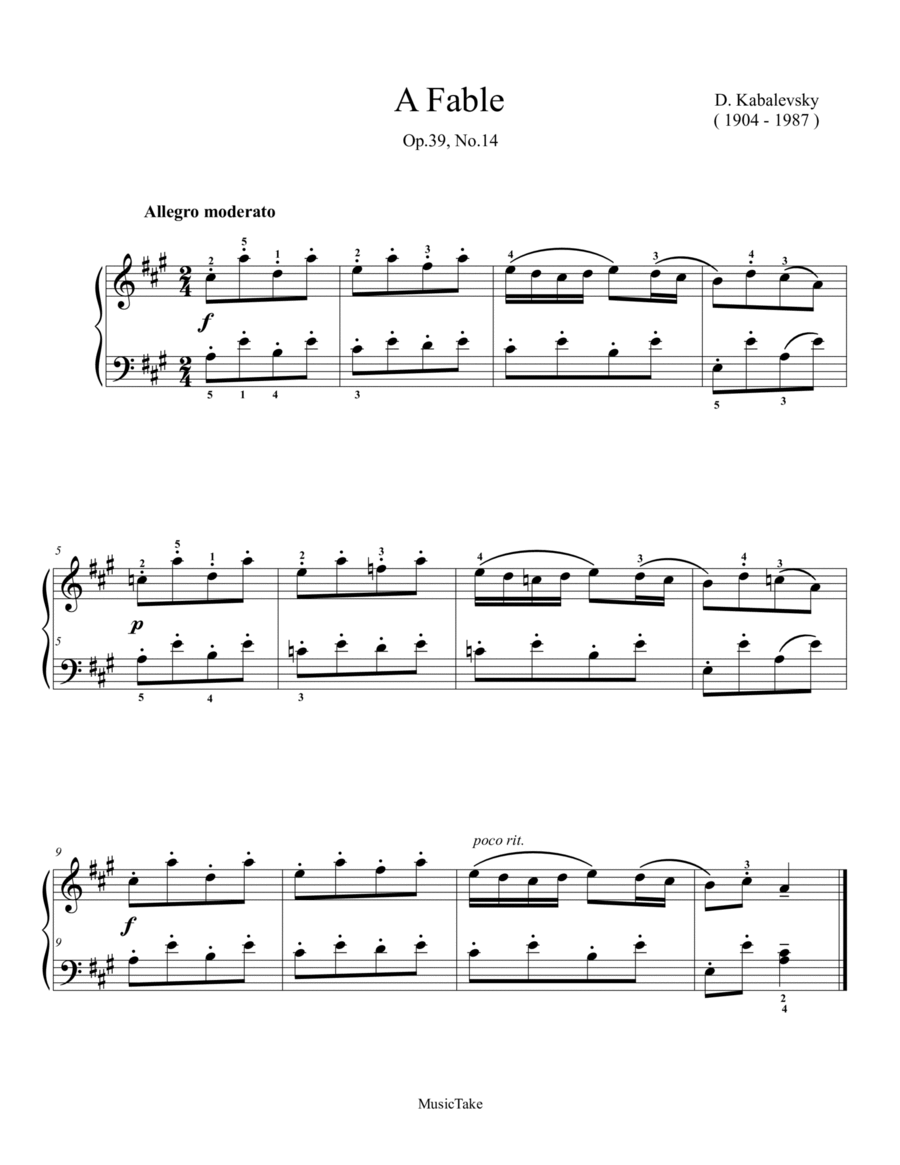 Kabalevsky A Fable Op.39 No.14 image number null