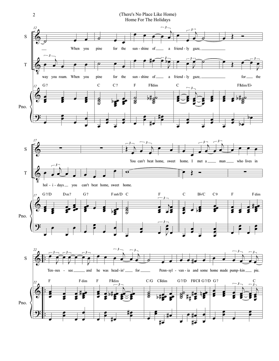 (There's No Place Like) Home For The Holidays Tenor Voice scores gallery preview page 2