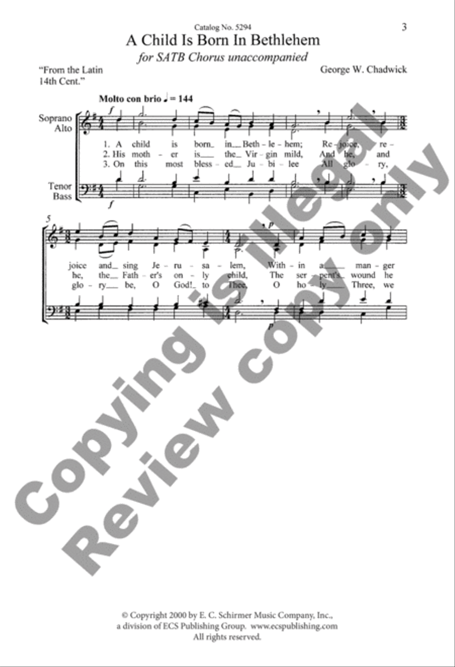 A Child is Born in Bethlehem 4-Part scores gallery preview page 3