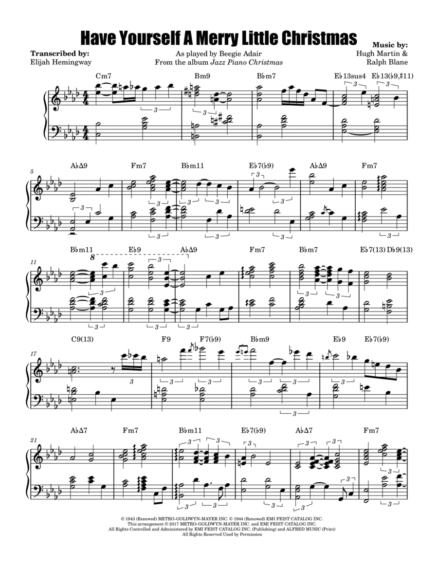 Have Yourself A Merry Little Christmas Piano Solo scores gallery preview page 1