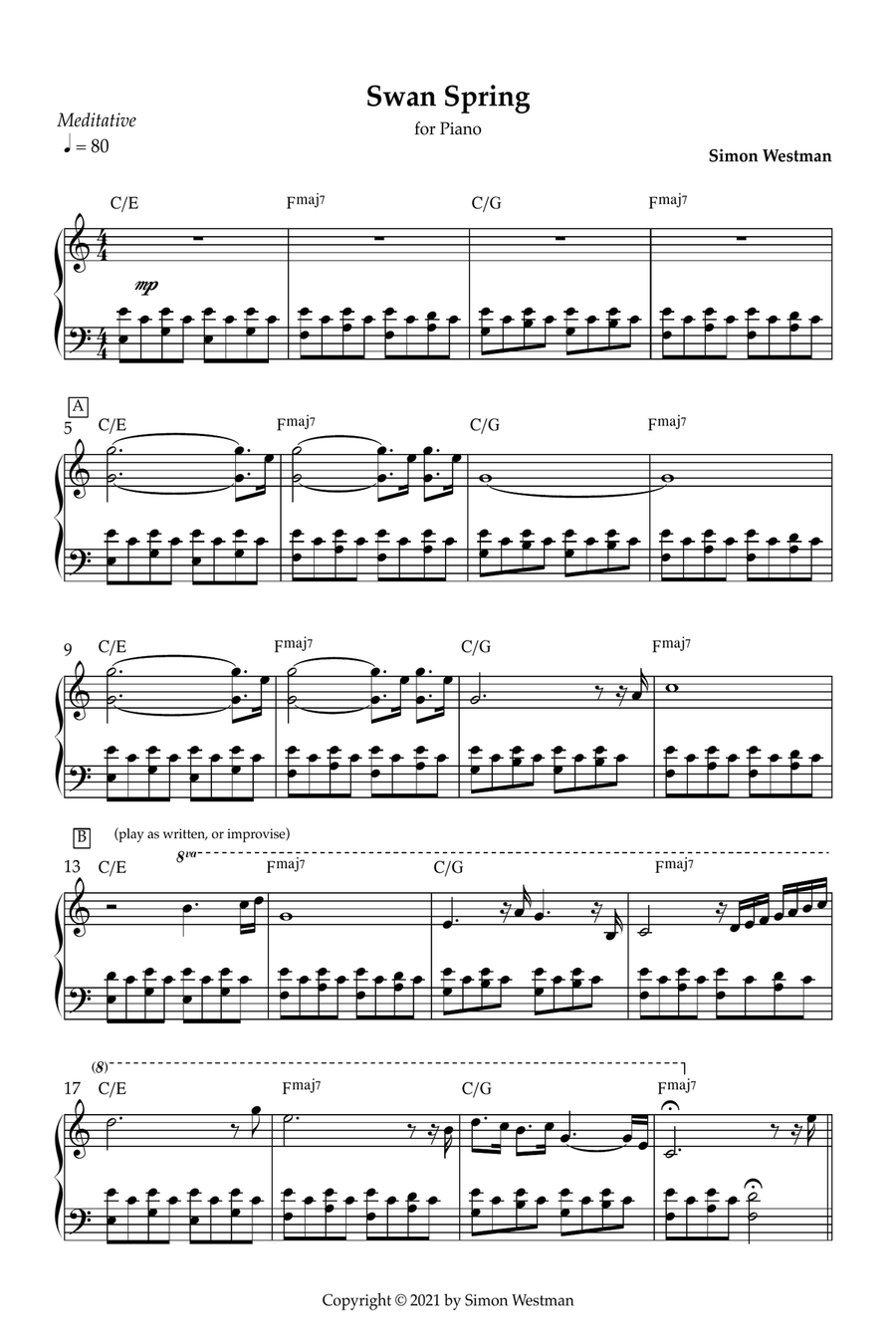 Swan Spring Piano Solo scores gallery preview page 1