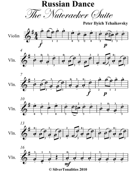 Russian Dance Nutcracker Suite Easy Violin Sheet Music
