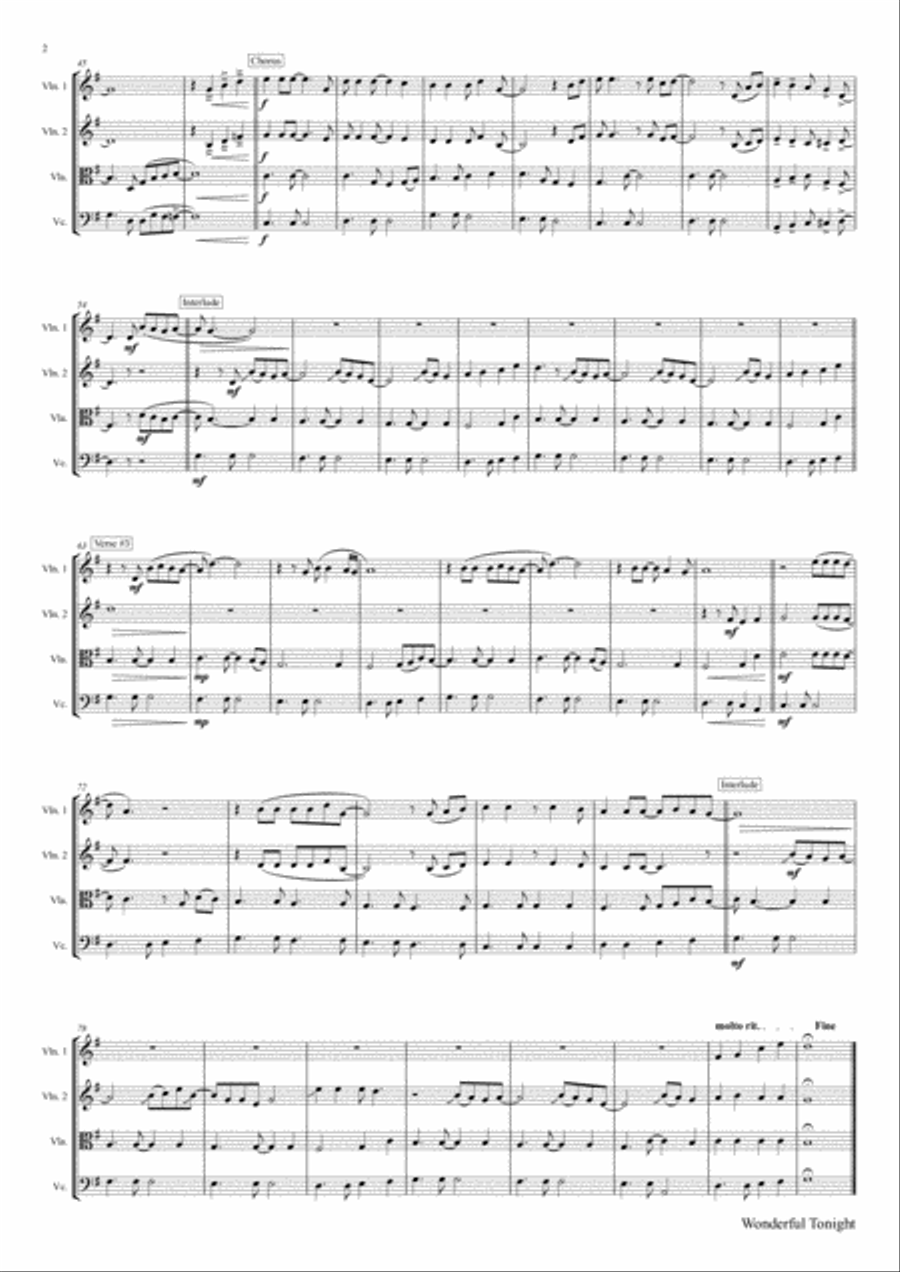Wonderful Tonight String Quartet scores gallery preview page 3