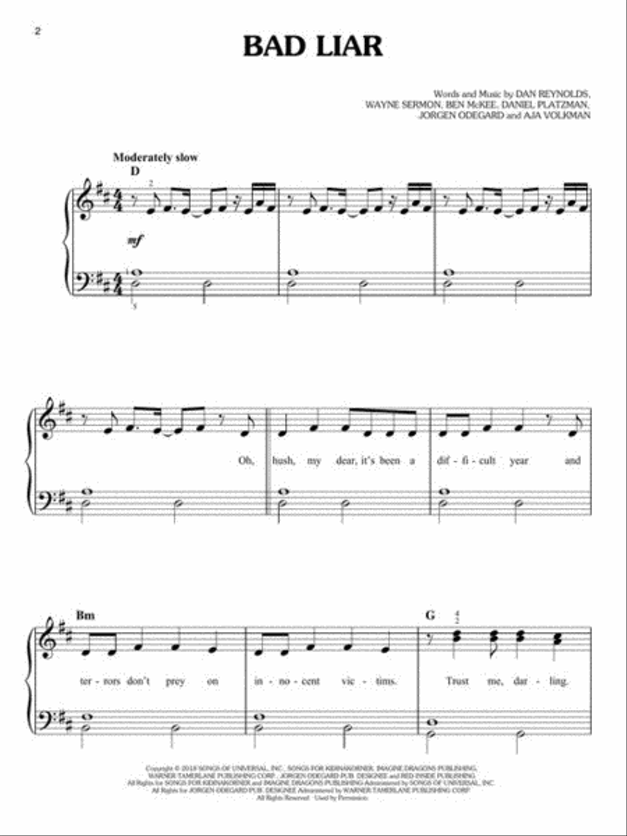 Imagine Dragons for Easy Piano Easy Piano scores gallery preview page 5