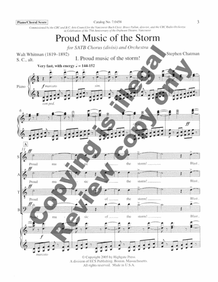 Proud Music of the Storm (Piano/Choral Score-English Only) image number null