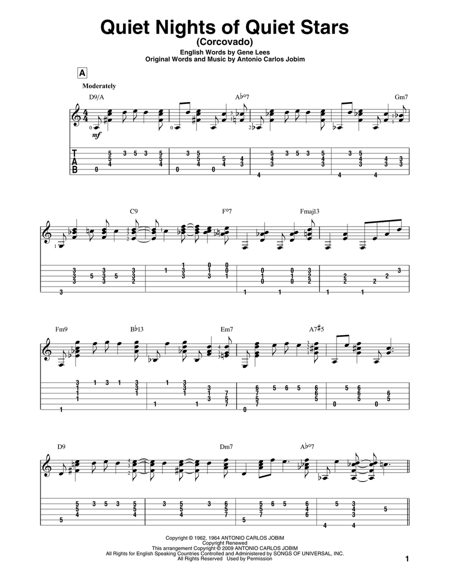 Quiet Nights Of Quiet Stars (Corcovado) Electric Guitar scores gallery preview page 1