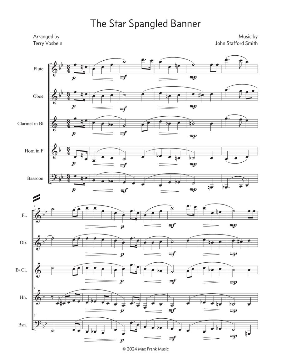 The Star Spangled Banner The Star Spangled Banner Woodwind Quintet scores gallery preview page 1