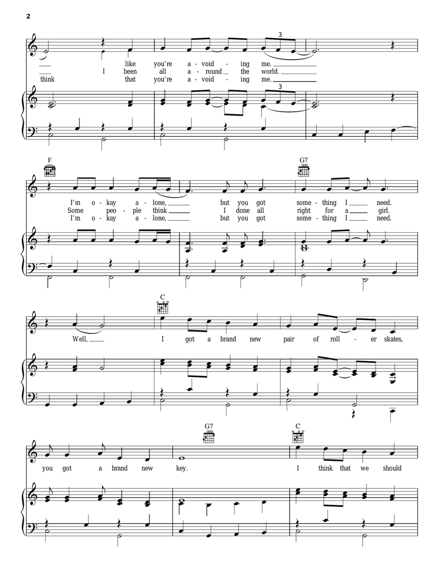 Brand New Key Brand New Key Piano, Vocal, Guitar scores gallery preview page 2