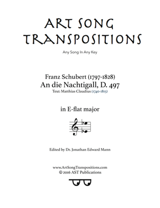 Book cover for SCHUBERT: An die Nachtigall, D. 497 (transposed to E-flat major)
