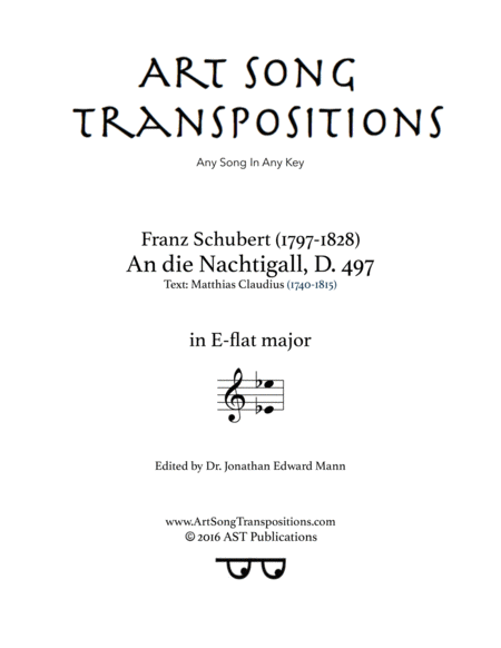 SCHUBERT: An die Nachtigall, D. 497 (transposed to E-flat major)