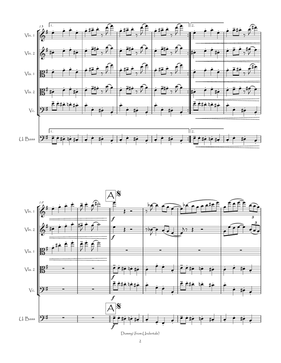 Dummy! (from Undertale) String Orchestra scores gallery preview page 4
