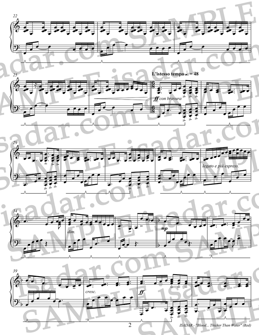 Blood... Thicker Than Water Piano Solo scores gallery preview page 4