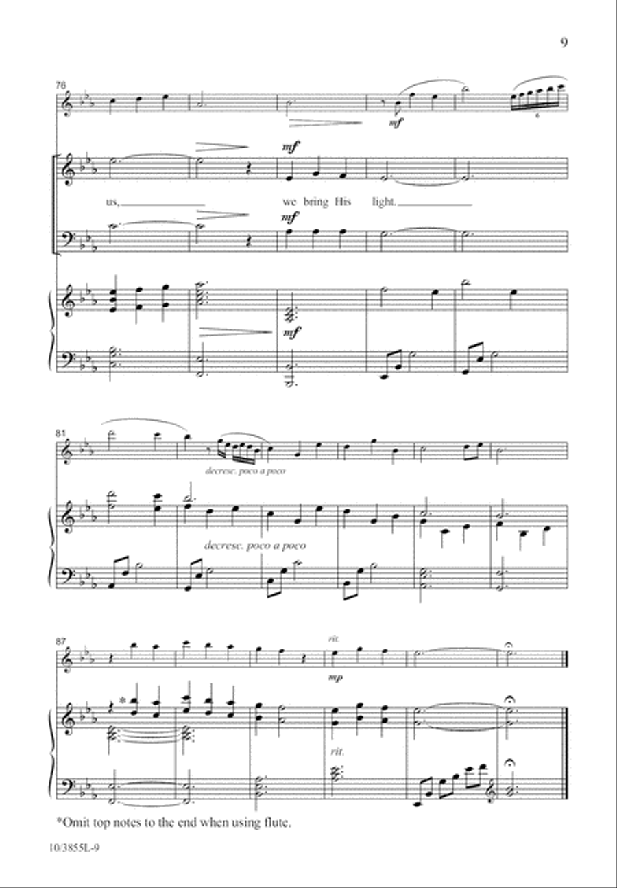 We Bring His Light Unison Choir scores gallery preview page 10