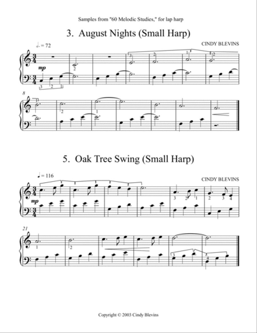 60 Melodic Studies for Lap Harp Lap Harp scores gallery preview page 2