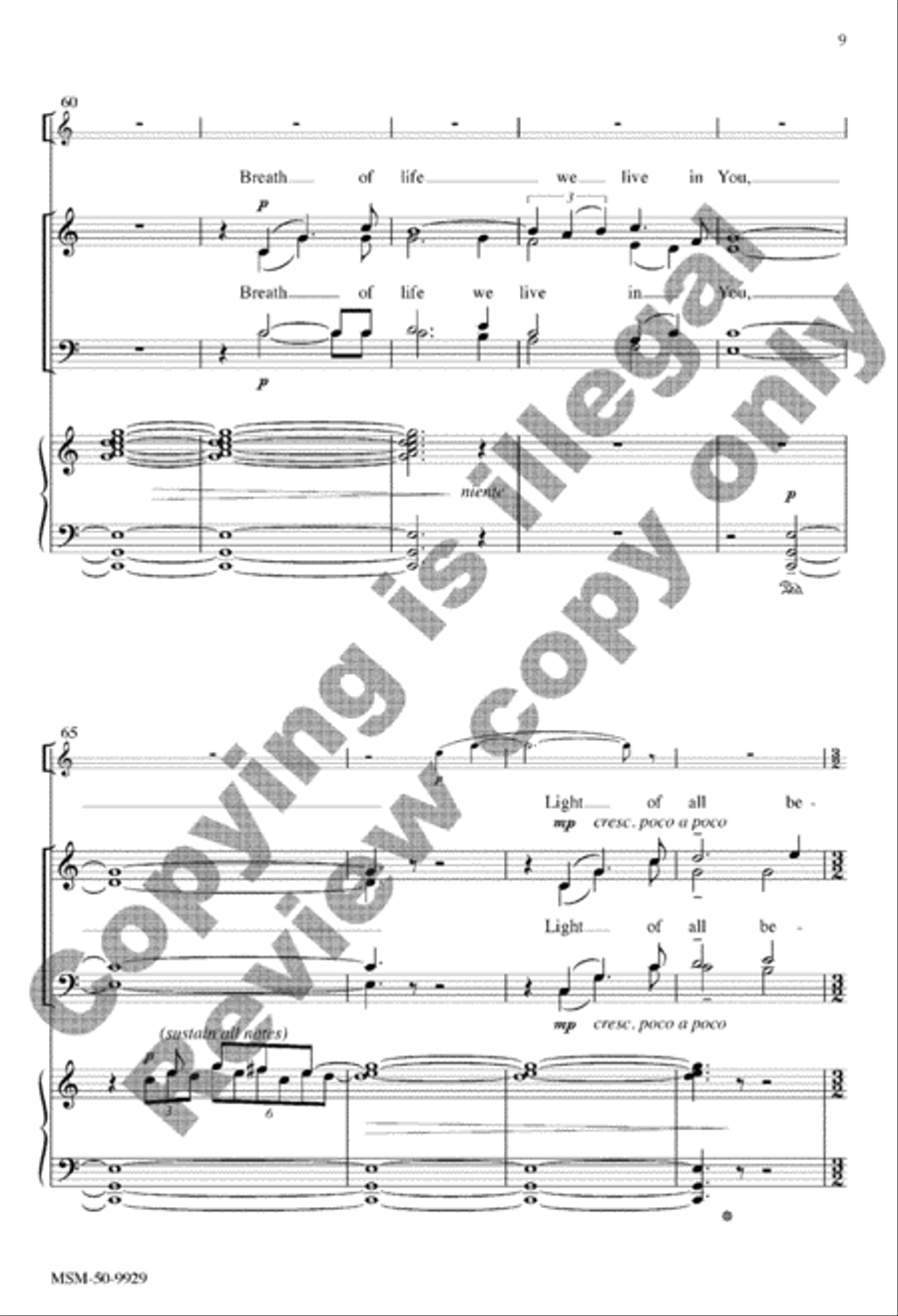 Ancient Waters Warmed with Life 4-Part scores gallery preview page 9