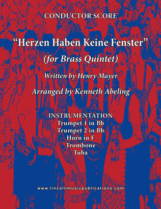 Book cover for Herzen Haben Keine Fenster (for Brass Quintet)