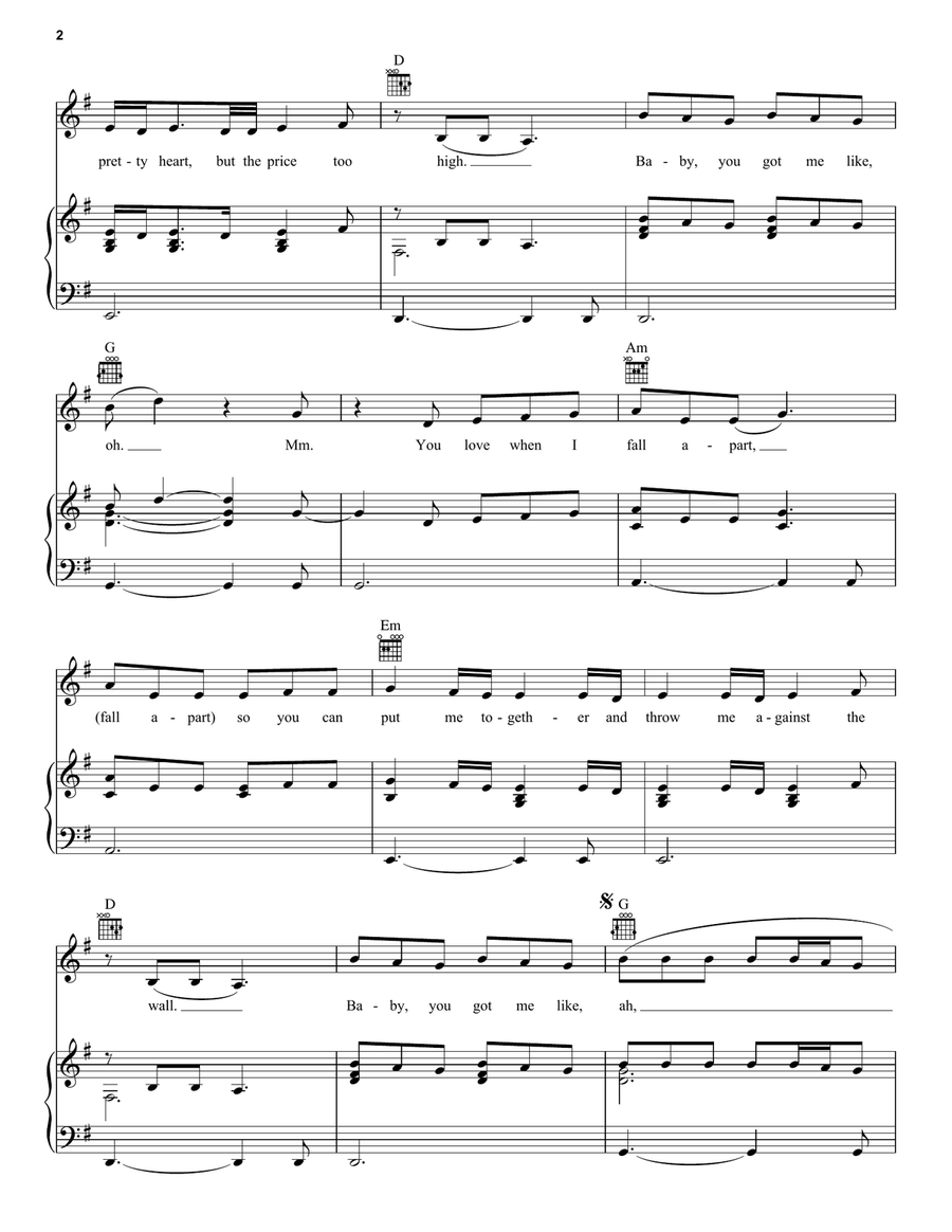 Love On The Brain Piano, Vocal, Guitar scores gallery preview page 2