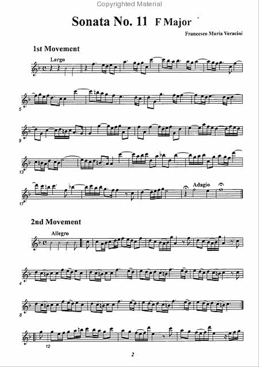 Sonata No. 11 in F Major Alto Recorder scores gallery preview page 2