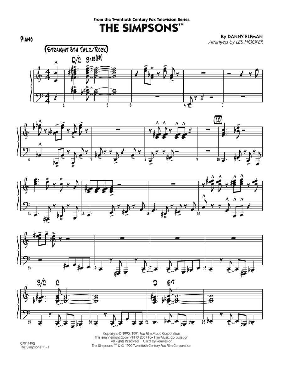 The Simpsons - Piano Jazz Ensemble scores gallery preview page 1