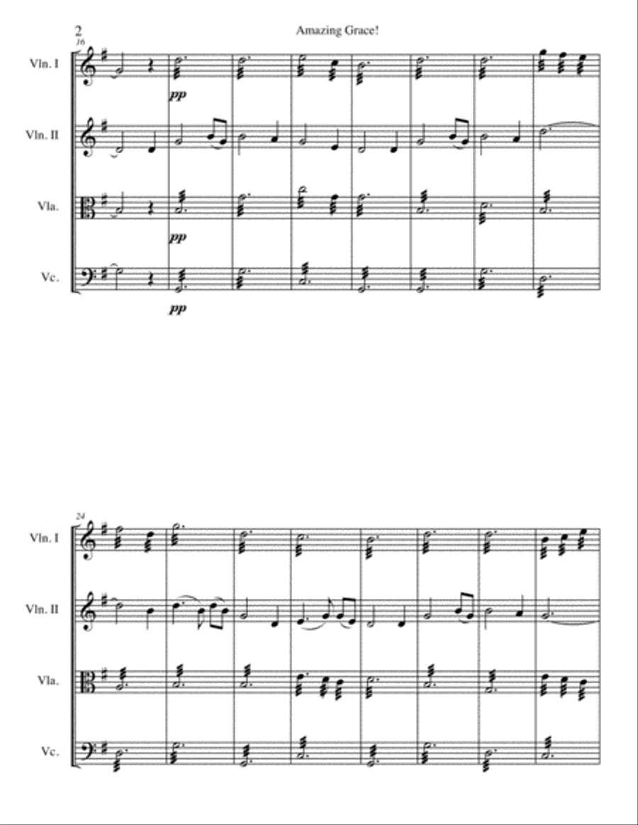 Amazing Grace String Quartet scores gallery preview page 2