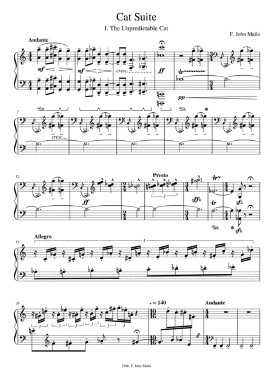 Cat Suite for Solo Piano Piano Solo scores gallery preview page 1