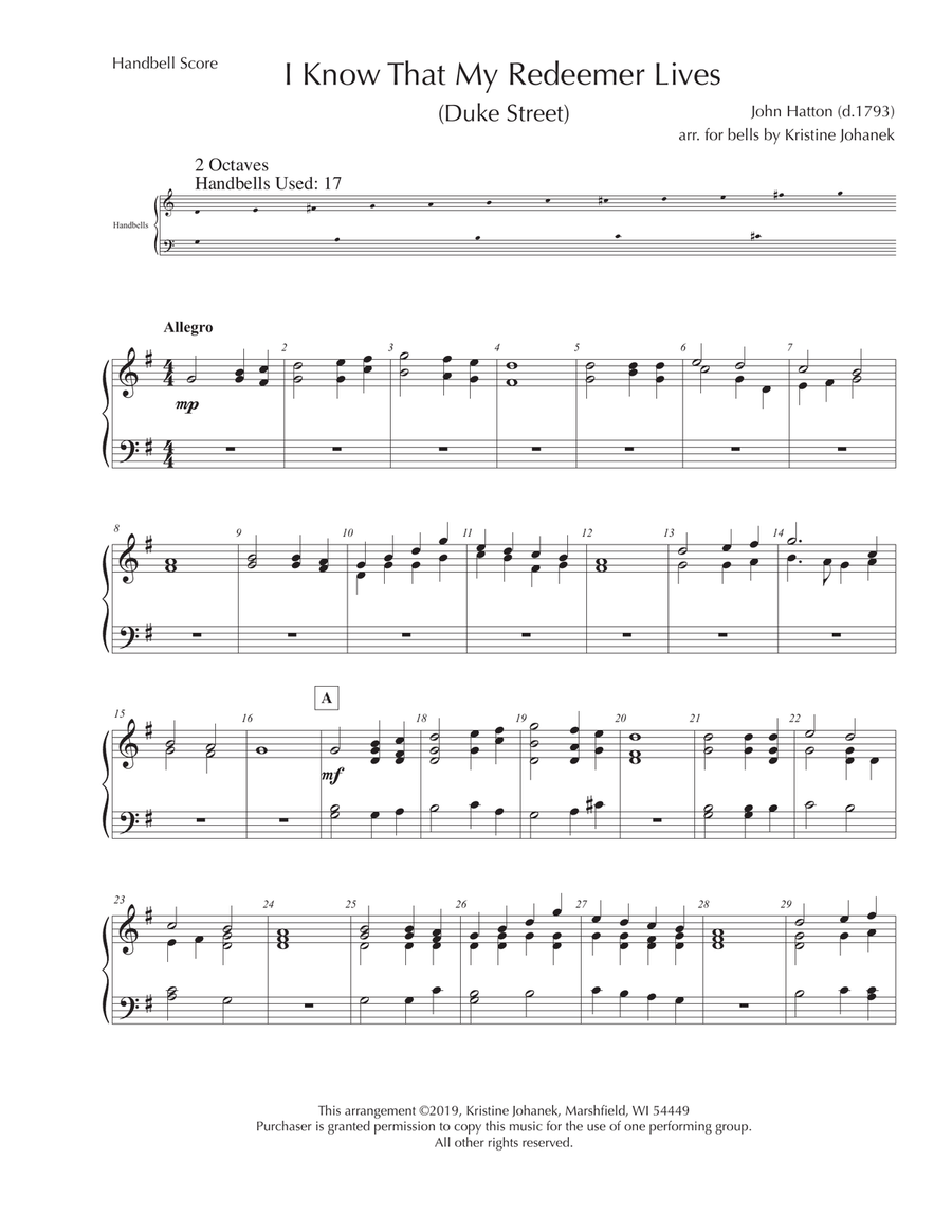 I Know That My Redeemer Lives (Duke Street) Handbell Choir scores gallery preview page 2