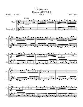 Six Canons for Flute & Clarinet Duet, No. 5 in E minor, by J.W. Carter