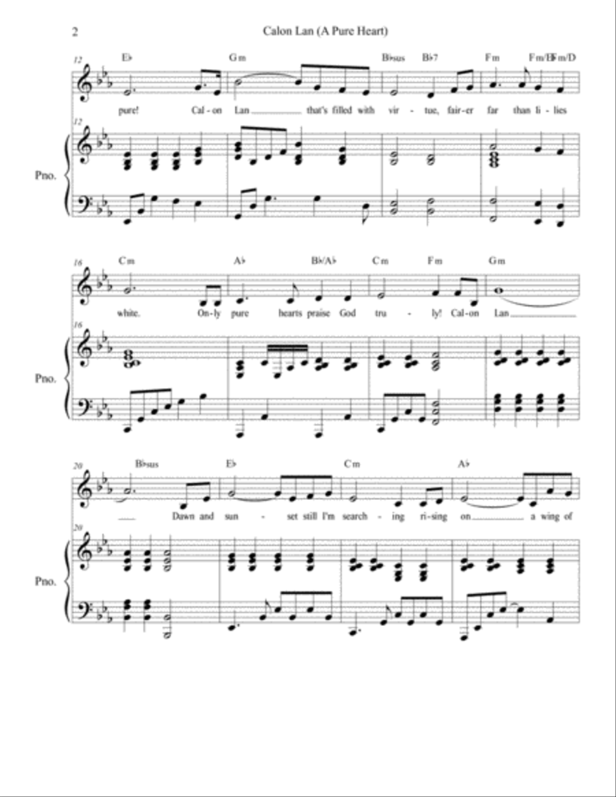 Calon Lan (A Pure Heart) Calon Lan (A Pure Heart) Voice scores gallery preview page 4