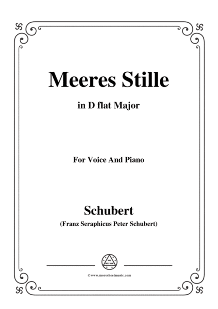 Schubert-Meeres Stille,Op.3 No.2,in D flat Major,for Voice&Piano Voice scores gallery preview page 1