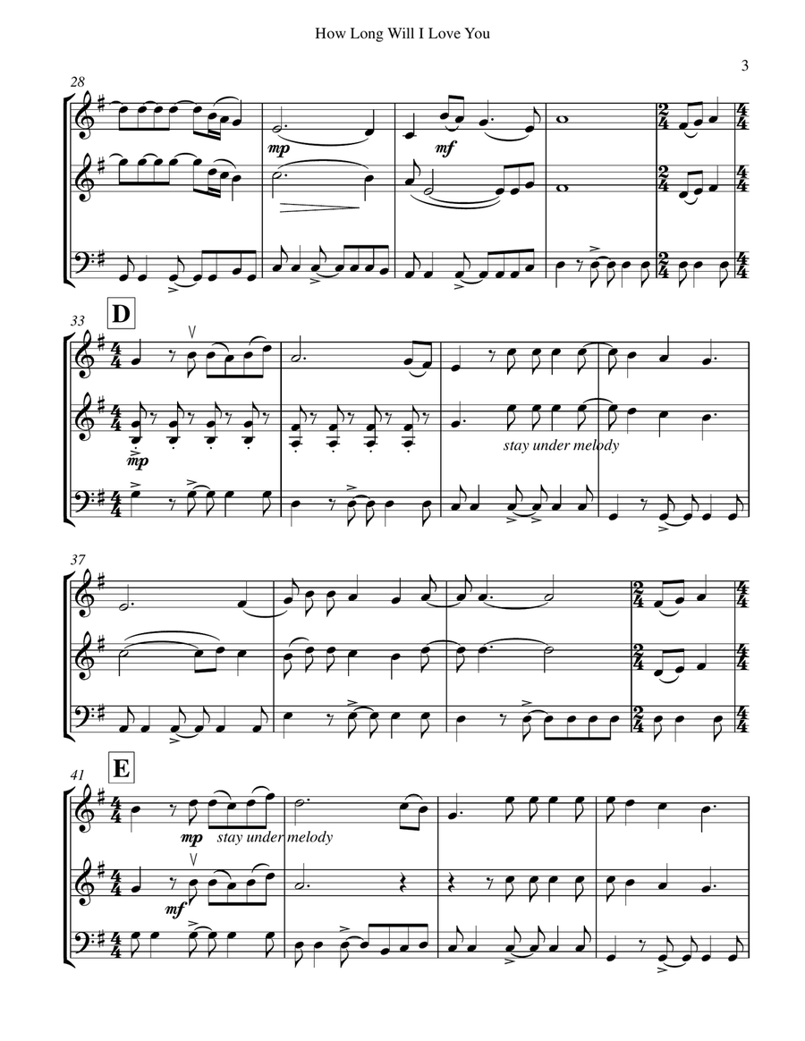 How Long Will I Love You String Trio scores gallery preview page 4