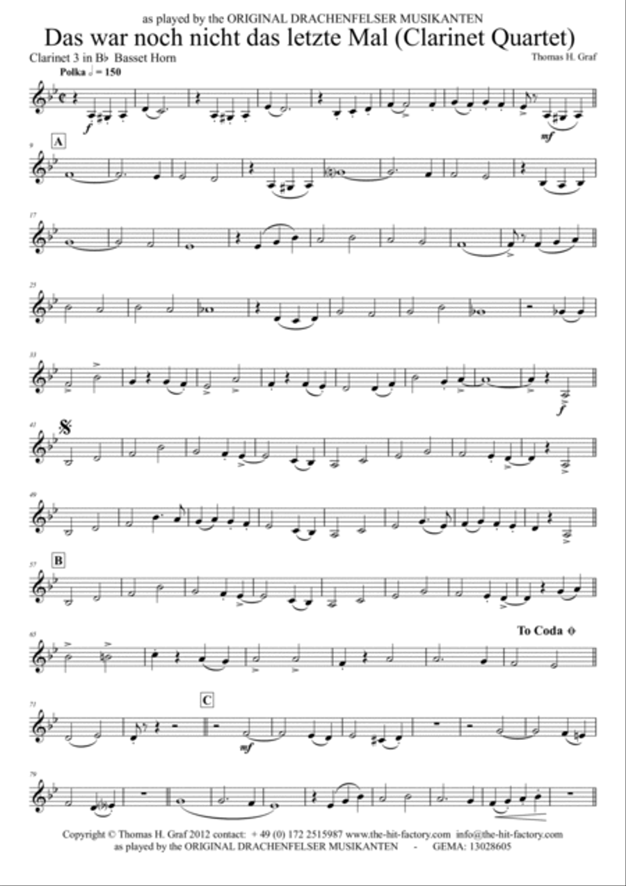Das war noch nicht das letzte mal - German Polka - Oktoberfest - Clarinet Quartet Clarinet Quartet scores gallery preview page 5