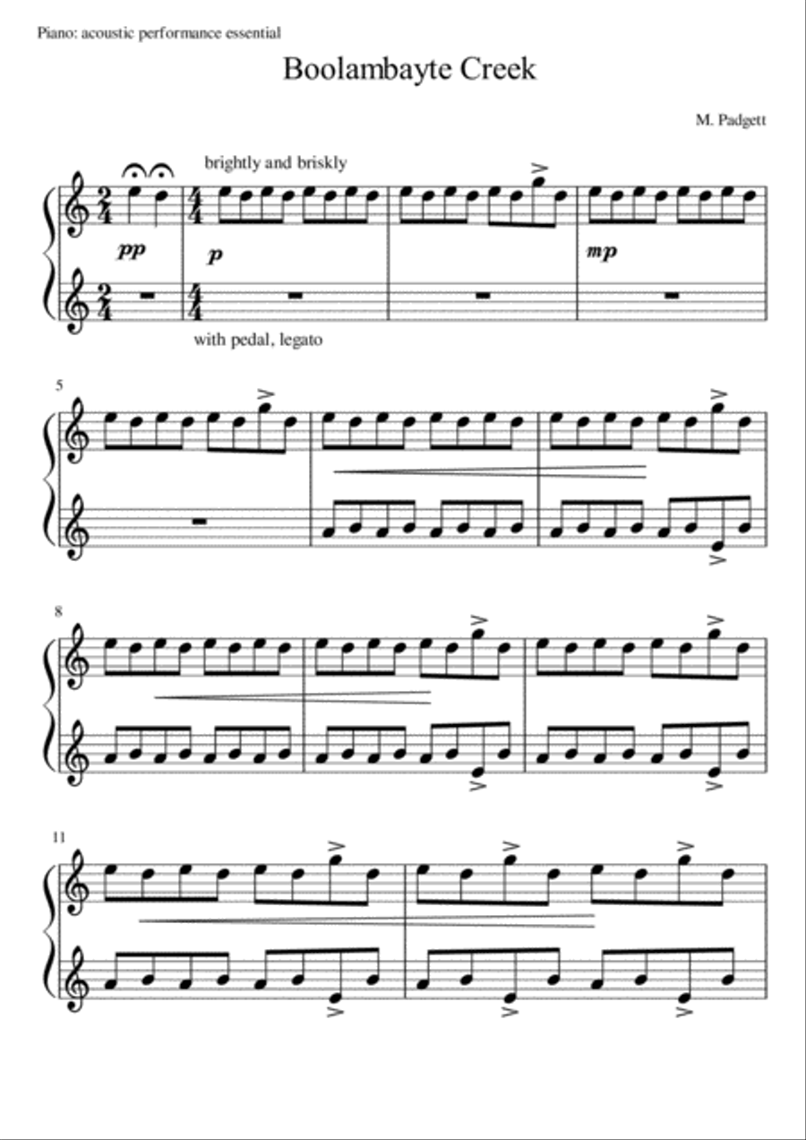 Boolambayte Creek Piano Solo scores gallery preview page 1