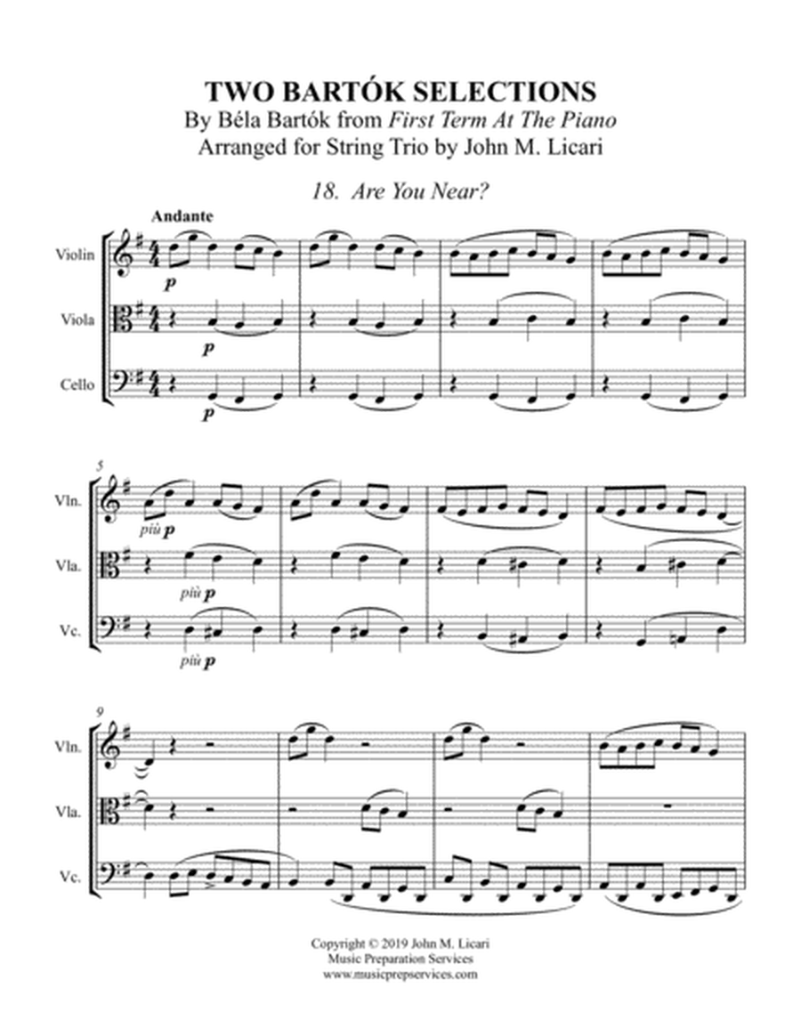 Two Bartók Selections - Béla Bartók (String Trio)
