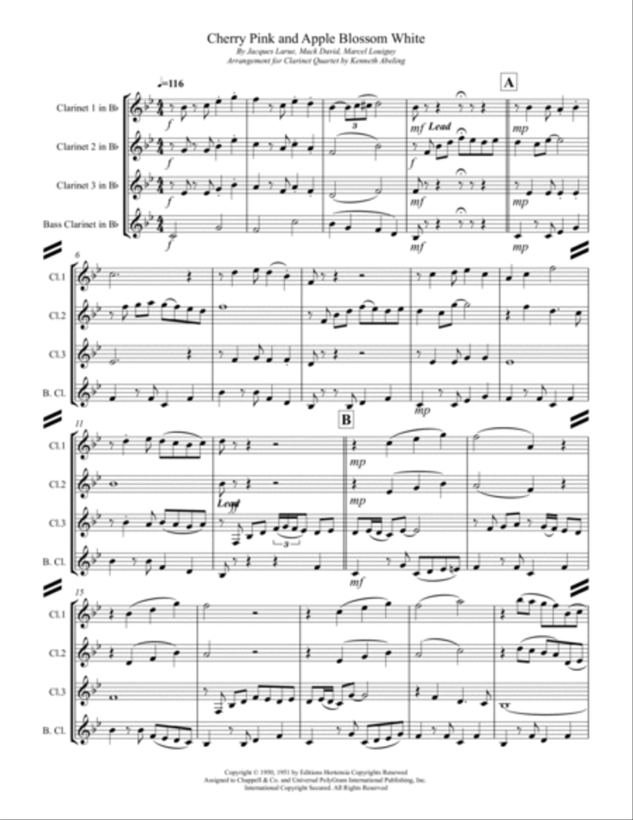 Cherry Pink And Apple Blossom White Woodwind Ensemble scores gallery preview page 2