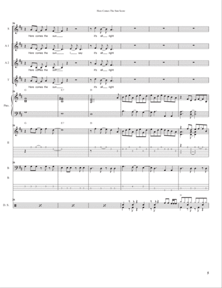 Here Comes The Sun Here Comes The Sun Jazz Ensemble scores gallery preview page 5
