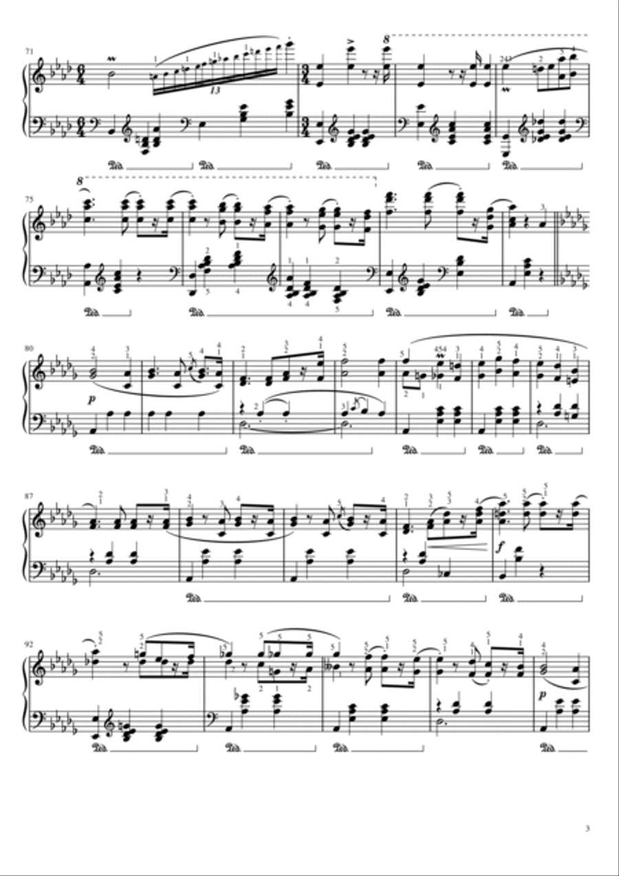 Chopin - Waltzs in A Flat Major, Op.34 No.1 - Grande Valse Brillante - Original With Fingering Piano Solo scores gallery preview page 3