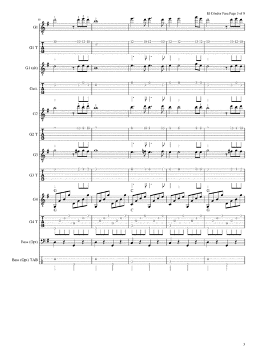 El Cóndor Pasa (If I Could) Acoustic Guitar scores gallery preview page 4