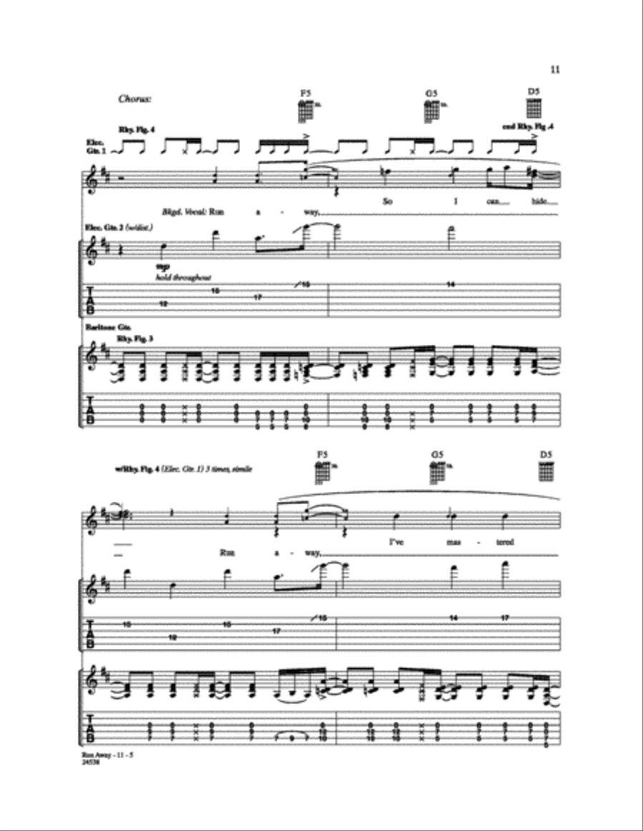 Run Away Electric Guitar scores gallery preview page 5