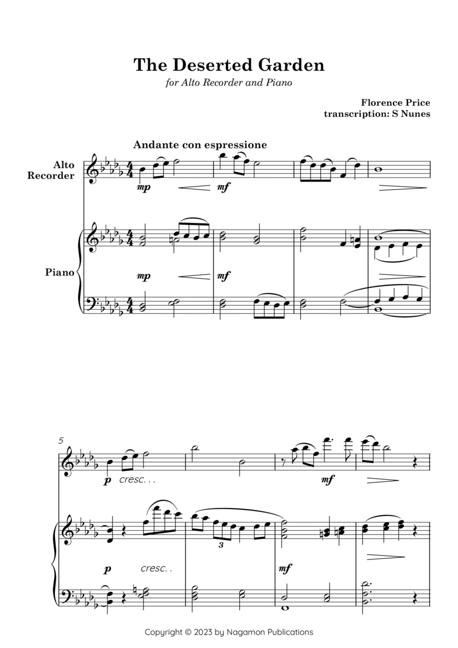 The Deserted Garden Alto Recorder scores gallery preview page 1