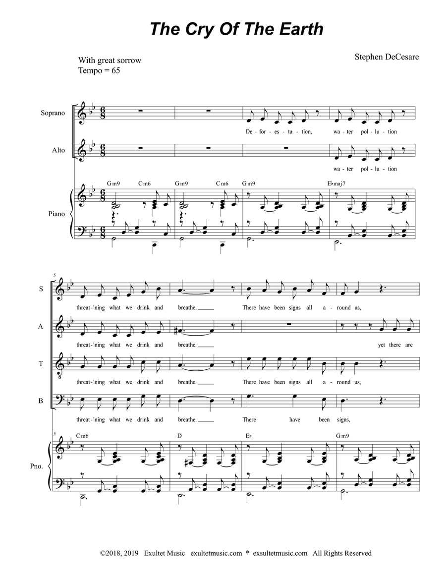 The Cry Of The Earth (SATB) 4-Part scores gallery preview page 1