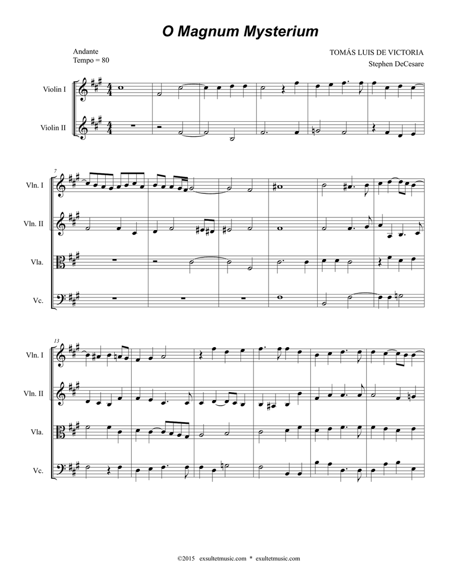 O Magnum Mysterium (for String Quartet) String Quartet scores gallery preview page 2