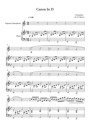 Book cover for Canon In D, Johann Pachelbel, For Soprano Saxophone & Piano