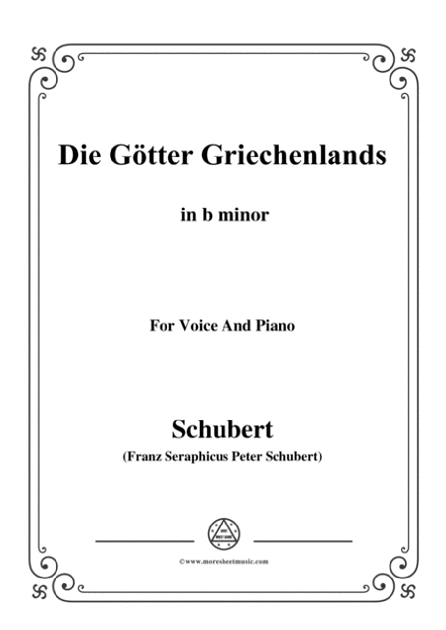 Schubert-Die Götter Griechenlands(The Gods of Greece), D.677,in b minor,for Voice&Piano Voice scores gallery preview page 1
