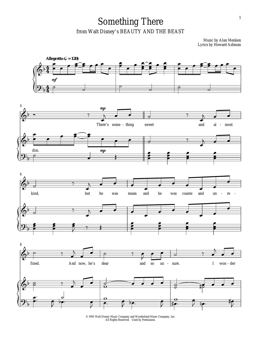 Something There (from Beauty And The Beast) Voice scores gallery preview page 1