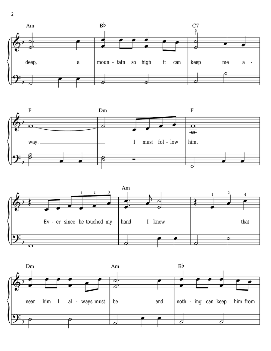 I Will Follow Him (I Will Follow You) Easy Piano scores gallery preview page 2