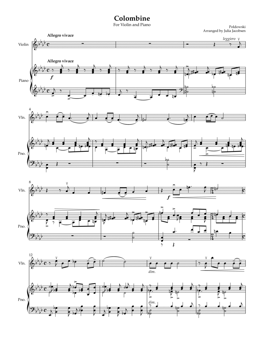 Colombine for Violin and Piano Chamber Music scores gallery preview page 1