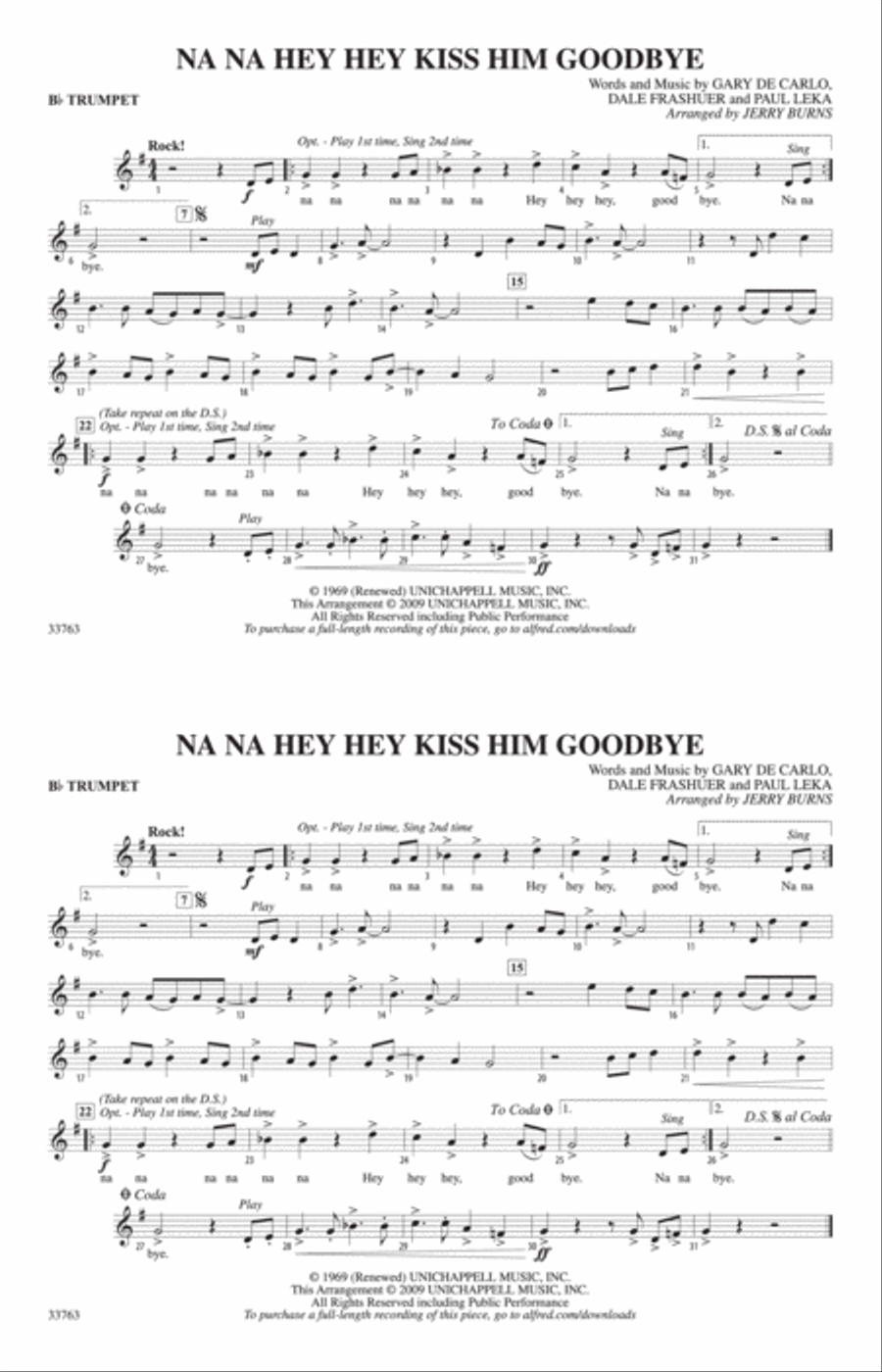 Na Na Hey Hey Kiss Him Goodbye: 1st B-flat Trumpet Marching Band scores gallery preview page 1