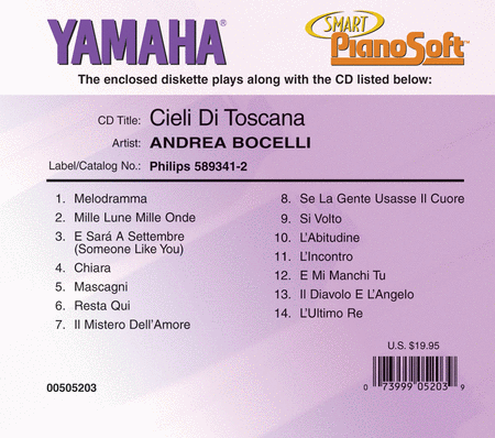 Andrea Bocelli - Cieli Di Toscana - Piano Software