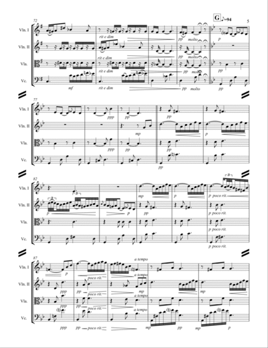 Mallorca – Barcarola (for String Quartet) String Quartet scores gallery preview page 6