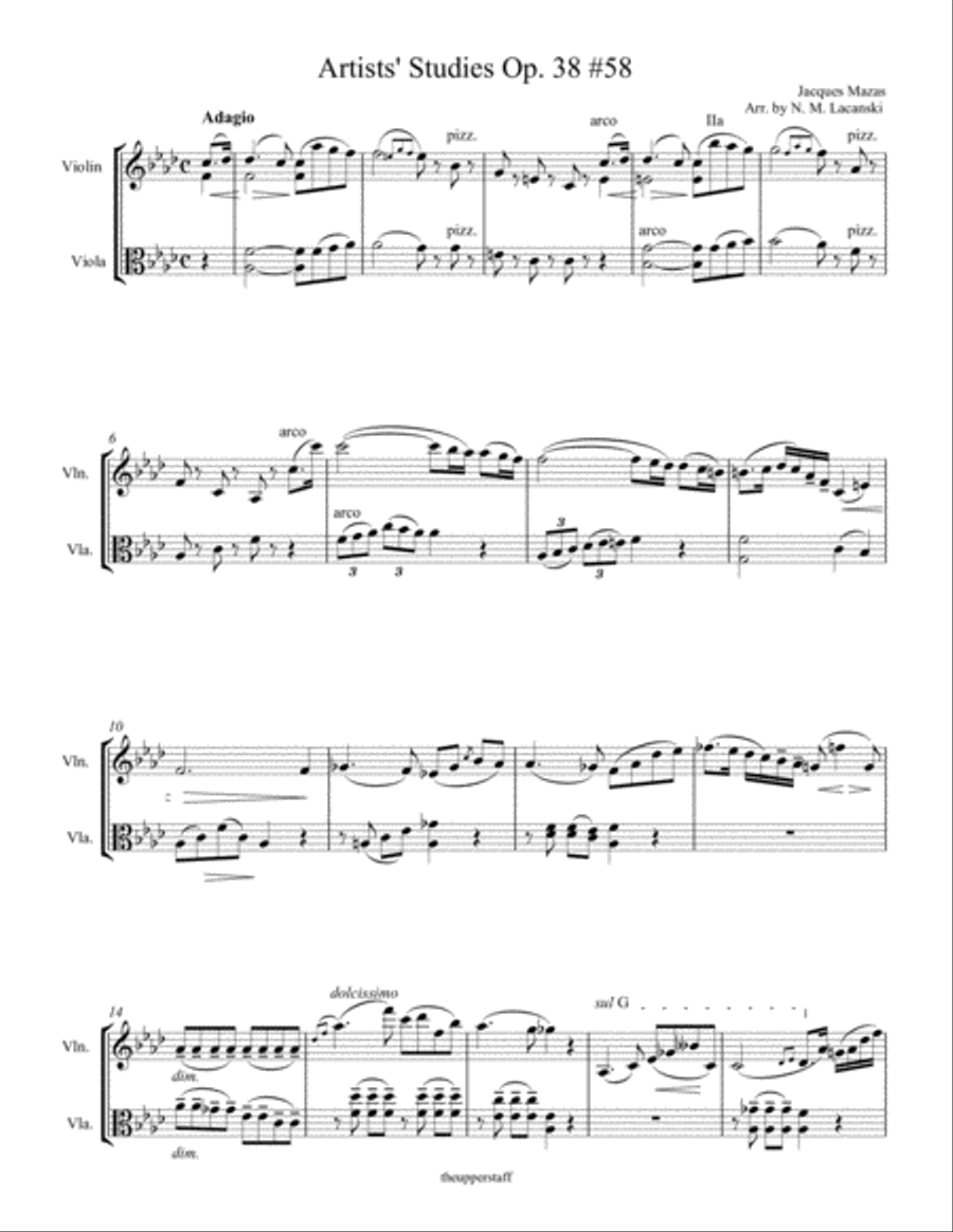 Artists' Studies Op. 58 #38 String Duet scores gallery preview page 1